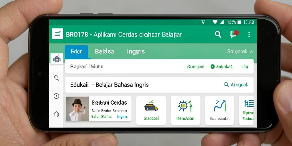 Tampilan antarmuka pengguna aplikasi Belajar Bahasa Inggris BRO178.