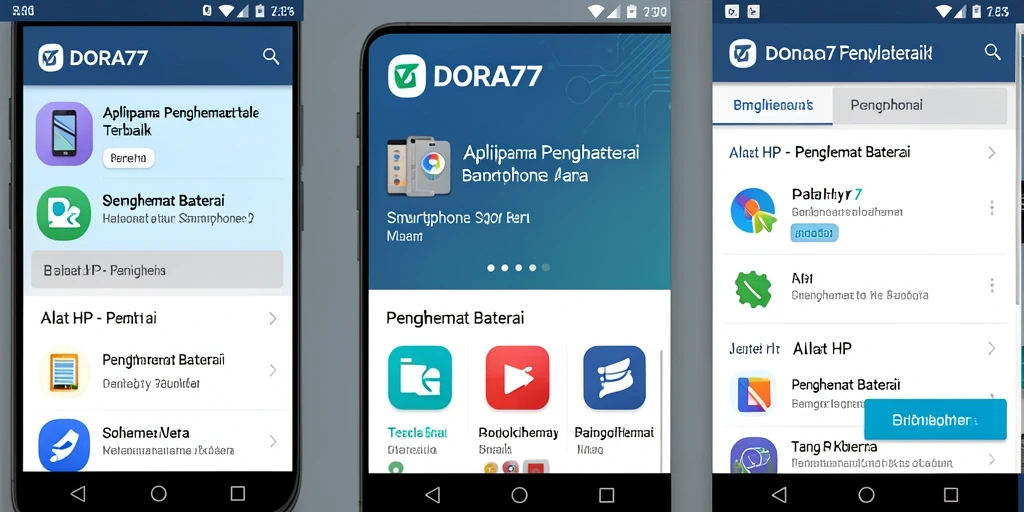 Screenshot DORA77 menampilkan antarmuka penghemat baterai yang elegan.