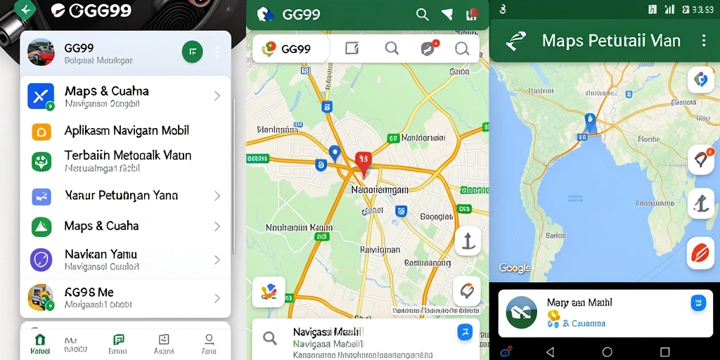 Tampilan antarmuka GG99 saat melakukan navigasi mobil.