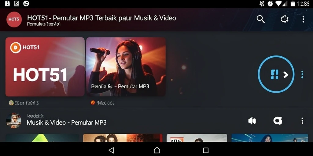 Antarmuka menarik dan fungsional dari aplikasi Pemutar MP3 HOT51.