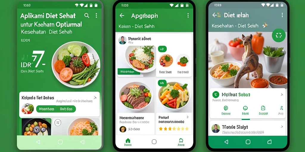 Tampilan antarmuka aplikasi Diet Sehat IDR77 yang intuitif dan menarik.