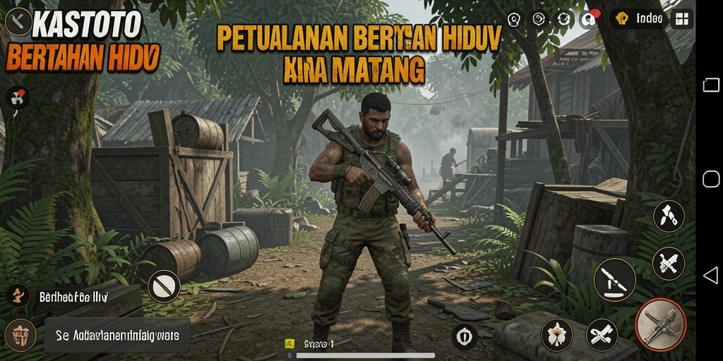 Tampilan antarmuka KASTOTO dengan elemen bertahan hidup yang menarik.
