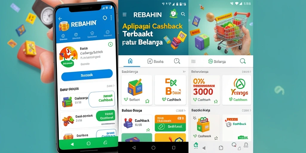 Tampilan antarmuka aplikasi REBAHIN dengan fitur cashback yang menarik.