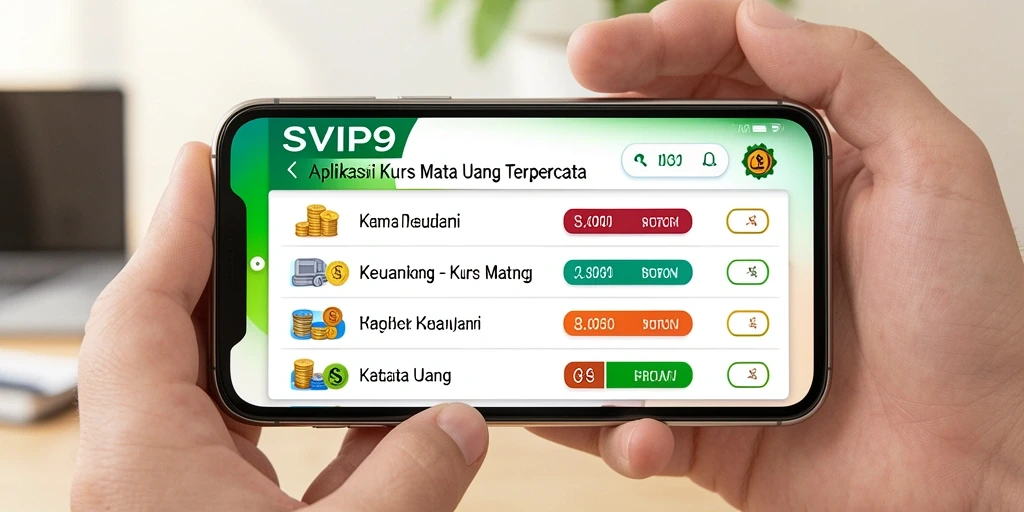 Antarmuka pengguna SVIP9 yang menampilkan nilai tukar mata uang terkini.
