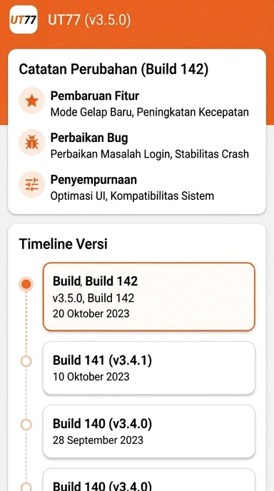Riwayat Versi APK ut77 untuk Android